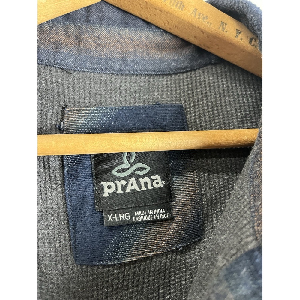 Prana Men's Lybek Long Sleeve Flannel Shirt Jacket Shacket Blue Plaid Xl - Picture 2 of 6